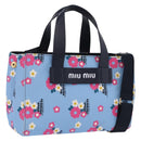 Miu Miu Canapa Fiori Hand Bag Canvas 2way Blue Gold 5BA085 Auth ka6547V-1