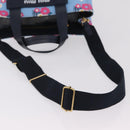 Miu Miu Canapa Fiori Hand Bag Canvas 2way Blue Gold 5BA085 Auth ka6547V-9