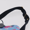 Miu Miu Canapa Fiori Hand Bag Canvas 2way Blue Gold 5BA085 Auth ka6547V-15