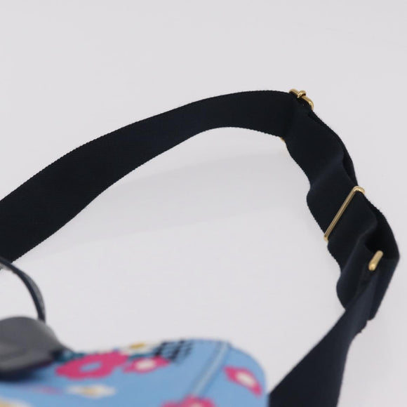 Miu Miu Canapa Fiori Hand Bag Canvas 2way Blue Gold 5BA085 Auth ka6547V