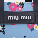 Miu Miu Canapa Fiori Hand Bag Canvas 2way Blue Gold 5BA085 Auth ka6547V-21