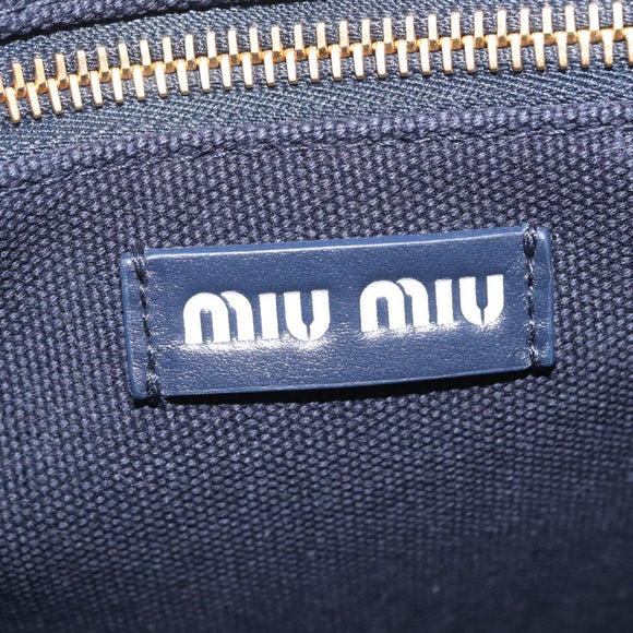 Miu Miu Canapa Fiori Hand Bag Canvas 2way Blue Gold 5BA085 Auth ka6547V