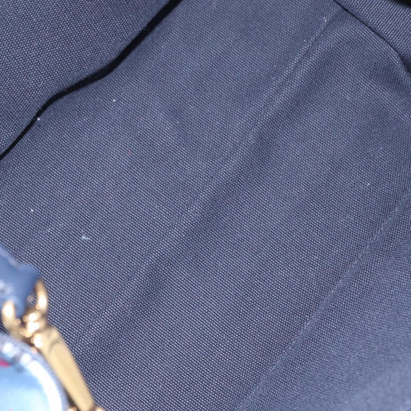 Miu Miu Canapa Fiori Hand Bag Canvas 2way Blue Gold 5BA085 Auth ka6547V