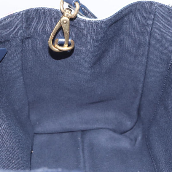 Miu Miu Canapa Fiori Hand Bag Canvas 2way Blue Gold 5BA085 Auth ka6547V
