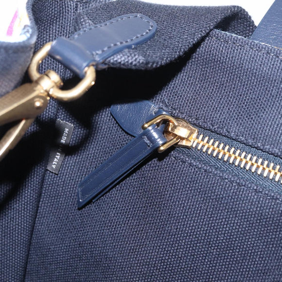 Miu Miu Canapa Fiori Hand Bag Canvas 2way Blue Gold 5BA085 Auth ka6547V