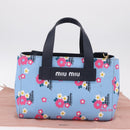 Miu Miu Canapa Fiori Hand Bag Canvas 2way Blue Gold 5BA085 Auth ka6547V-12