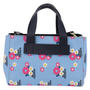 Miu Miu Canapa Fiori Hand Bag Canvas 2way Blue Gold 5BA085 Auth ka6547V-3
