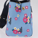 Miu Miu Canapa Fiori Hand Bag Canvas 2way Blue Gold 5BA085 Auth ka6547V-4