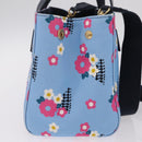Miu Miu Canapa Fiori Hand Bag Canvas 2way Blue Gold 5BA085 Auth ka6547V-5