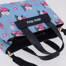 Miu Miu Canapa Fiori Hand Bag Canvas 2way Blue Gold 5BA085 Auth ka6547V-7