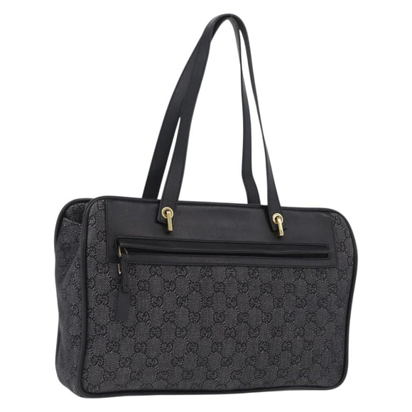 GUCCI GG Canvas Tote Bag Black Gold 92730 Auth ka6548A