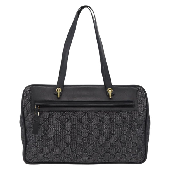 GUCCI GG Canvas Tote Bag Black Gold 92730 Auth ka6548A