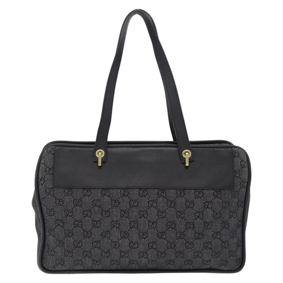 GUCCI GG Canvas Tote Bag Black Gold 92730 Auth ka6548A
