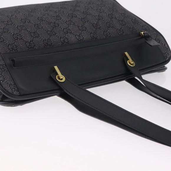 GUCCI GG Canvas Tote Bag Black Gold 92730 Auth ka6548A