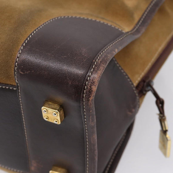 LOEWE Amazona Hand Bag Suede Beige Gold Auth ka6550