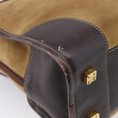 LOEWE Amazona Hand Bag Suede Beige Gold Auth ka6550-14