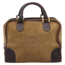 LOEWE Amazona Hand Bag Suede Beige Gold Auth ka6550-2