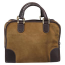 LOEWE Amazona Hand Bag Suede Beige Gold Auth ka6550-3