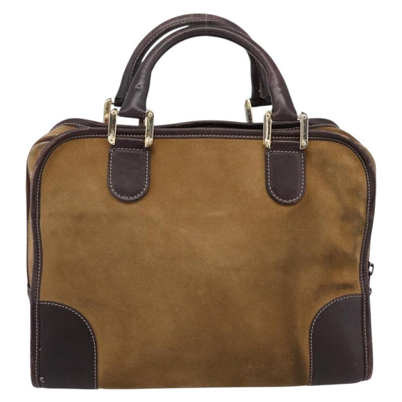 LOEWE Amazona Hand Bag Suede Beige Gold Auth ka6550
