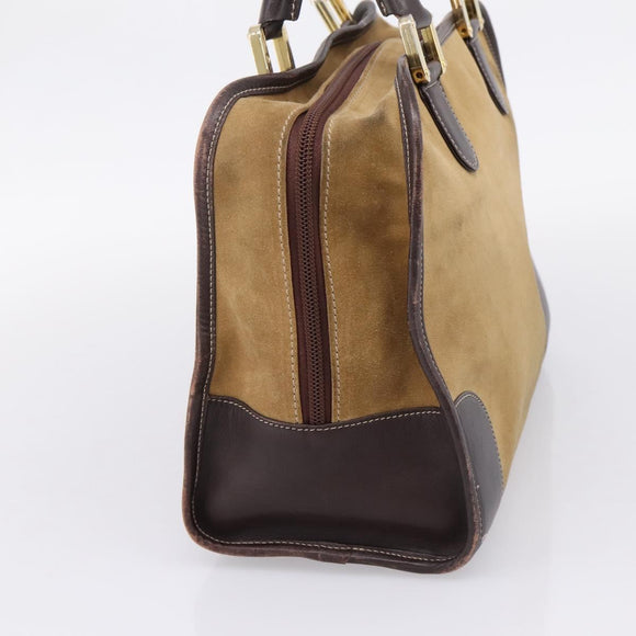 LOEWE Amazona Hand Bag Suede Beige Gold Auth ka6550