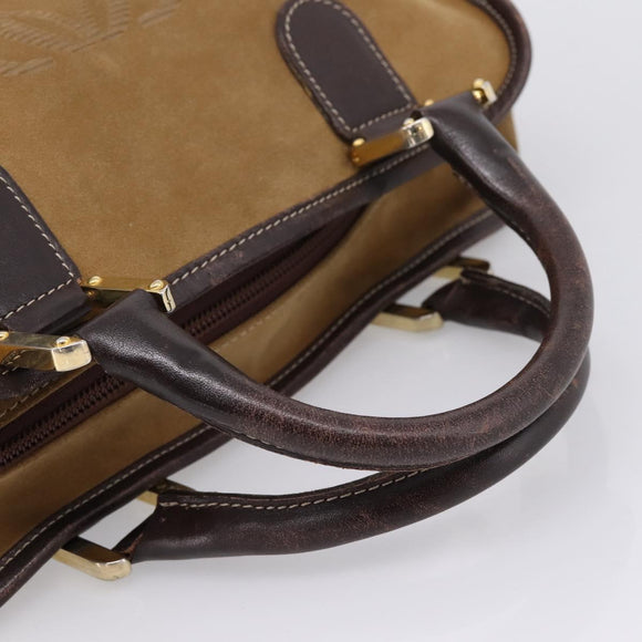 LOEWE Amazona Hand Bag Suede Beige Gold Auth ka6550