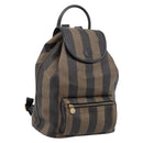 FENDI Pecan Canvas Backpack PVC Black Brown gold 259290 Auth ka6553V-1