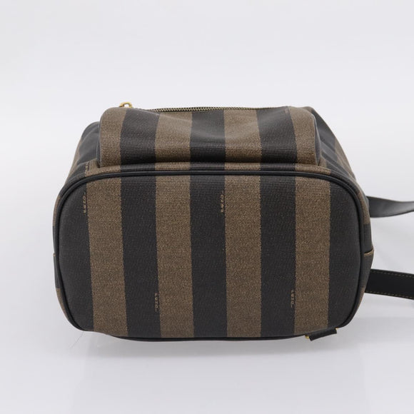 FENDI Pecan Canvas Backpack PVC Black Brown gold 259290 Auth ka6553V
