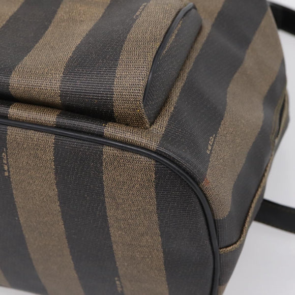 FENDI Pecan Canvas Backpack PVC Black Brown gold 259290 Auth ka6553V