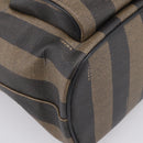 FENDI Pecan Canvas Backpack PVC Black Brown gold 259290 Auth ka6553V-16