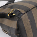 FENDI Pecan Canvas Backpack PVC Black Brown gold 259290 Auth ka6553V-10