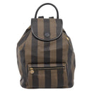 FENDI Pecan Canvas Backpack PVC Black Brown gold 259290 Auth ka6553V-13