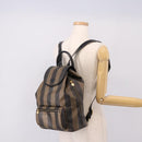 FENDI Pecan Canvas Backpack PVC Black Brown gold 259290 Auth ka6553V-26