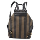 FENDI Pecan Canvas Backpack PVC Black Brown gold 259290 Auth ka6553V-2
