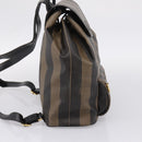 FENDI Pecan Canvas Backpack PVC Black Brown gold 259290 Auth ka6553V-3