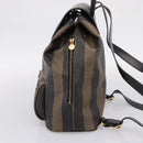 FENDI Pecan Canvas Backpack PVC Black Brown gold 259290 Auth ka6553V-4