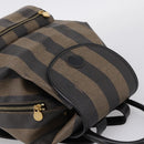 FENDI Pecan Canvas Backpack PVC Black Brown gold 259290 Auth ka6553V-6