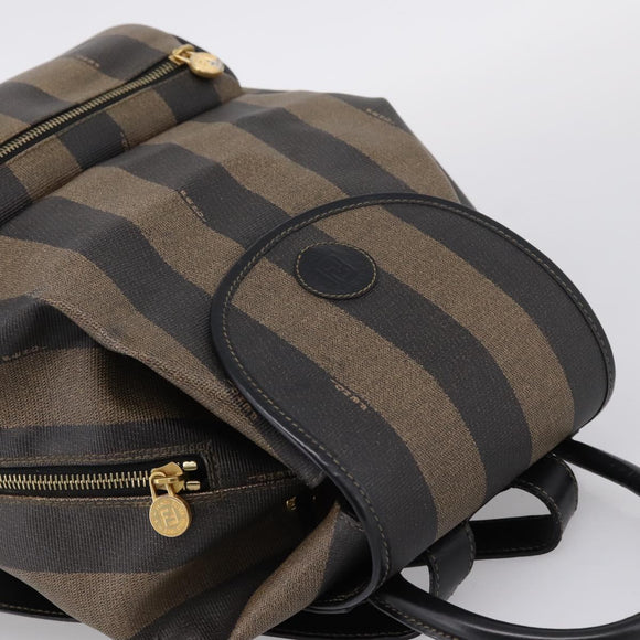 FENDI Pecan Canvas Backpack PVC Black Brown gold 259290 Auth ka6553V