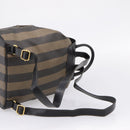 FENDI Pecan Canvas Backpack PVC Black Brown gold 259290 Auth ka6553V-8