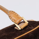 CELINE C Macadam Canvas Hand Bag Suede Brown Gold Auth ka6557A-10