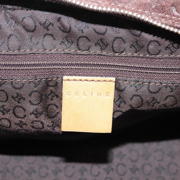 CELINE C Macadam Canvas Hand Bag Suede Brown Gold Auth ka6557A