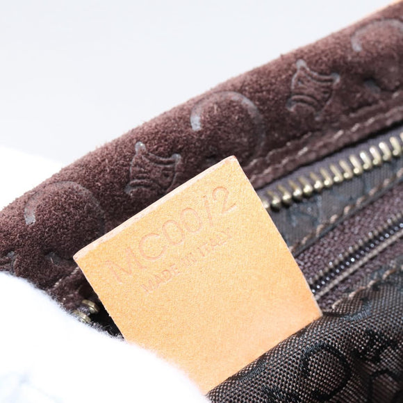 CELINE C Macadam Canvas Hand Bag Suede Brown Gold Auth ka6557A