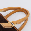 CELINE C Macadam Canvas Hand Bag Suede Brown Gold Auth ka6557A-8