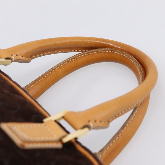 CELINE C Macadam Canvas Hand Bag Suede Brown Gold Auth ka6557A