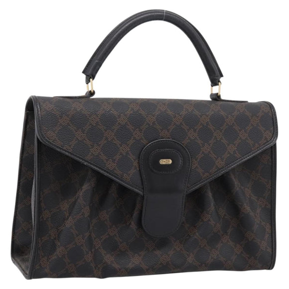 Bally Hand Bag Leather PVC Black Gold Auth ka6559