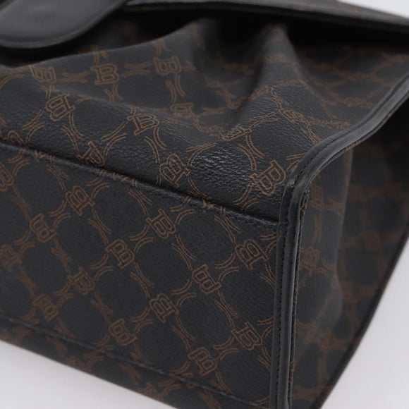 Bally Hand Bag Leather PVC Black Gold Auth ka6559