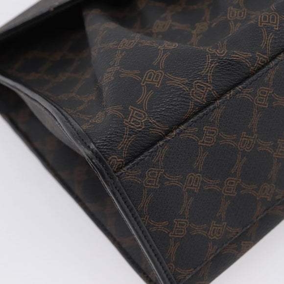 Bally Hand Bag Leather PVC Black Gold Auth ka6559