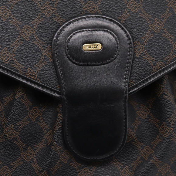 Bally Hand Bag Leather PVC Black Gold Auth ka6559