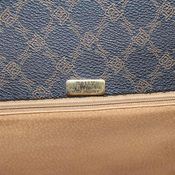 Bally Hand Bag Leather PVC Black Gold Auth ka6559
