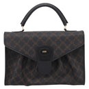 Bally Hand Bag Leather PVC Black Gold Auth ka6559-13