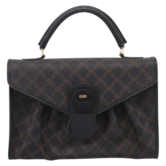 Bally Hand Bag Leather PVC Black Gold Auth ka6559